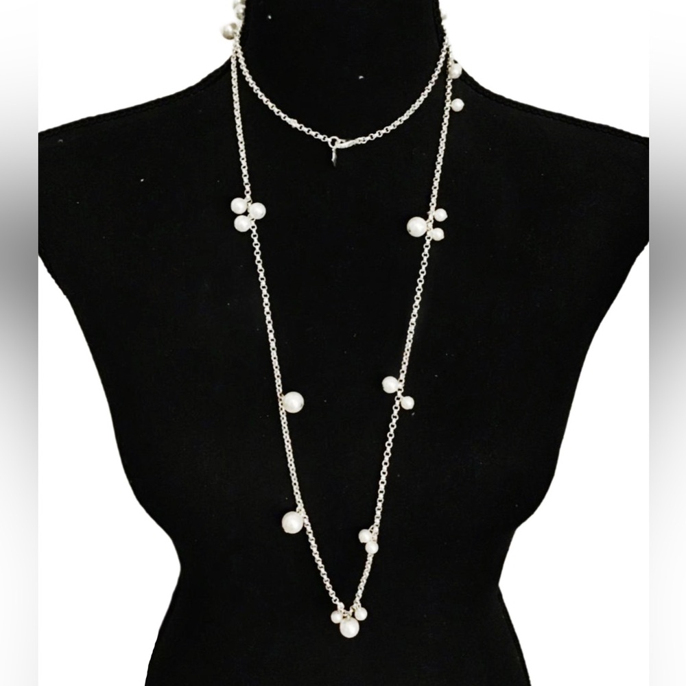 Vintage Agatha Paris Signed Silver Pearl Necklace